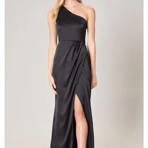 Sugarlips Black Satin One-Shoulder Dress